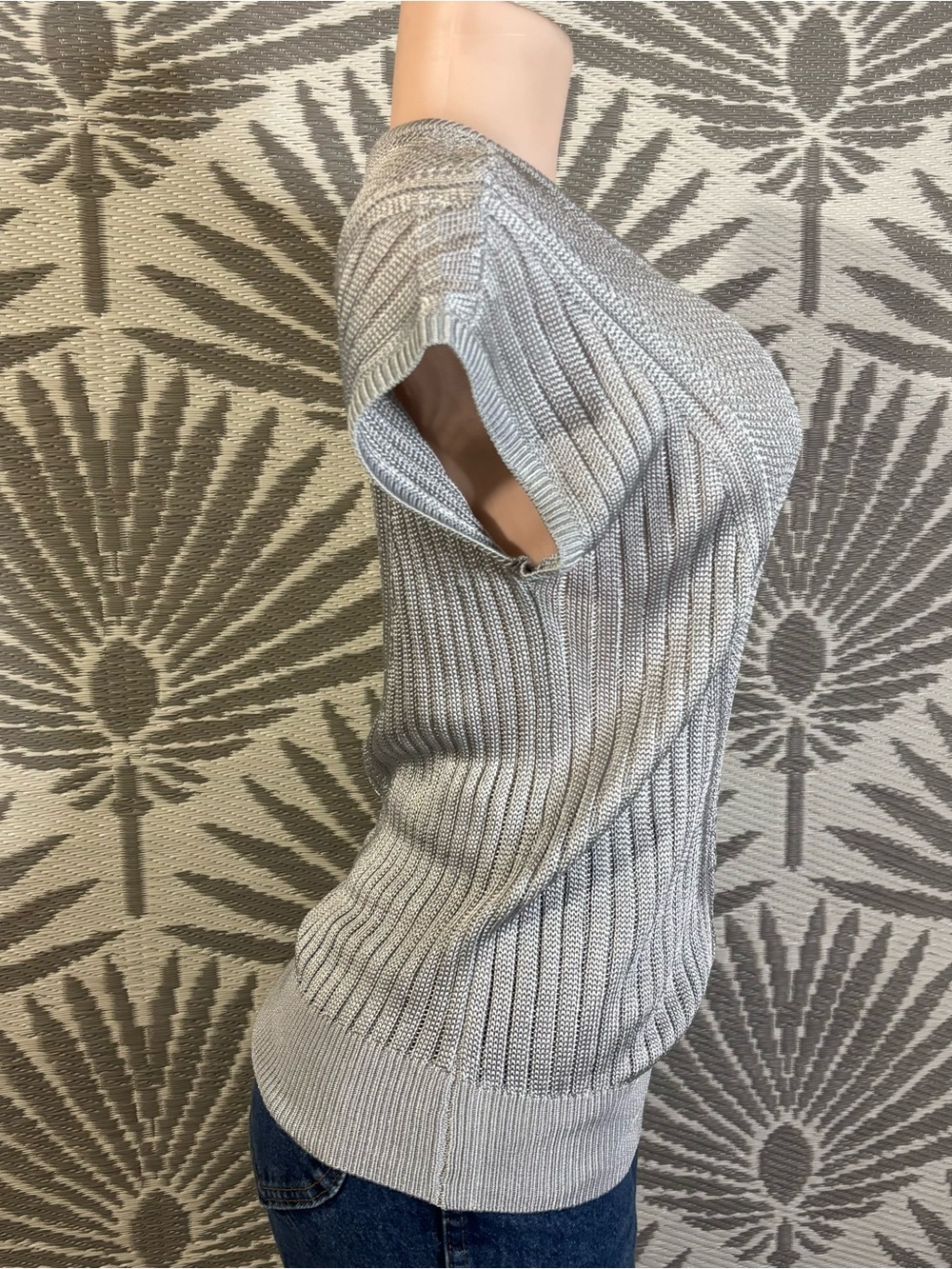 Blue Gray Cable Knit Vest Top Women’s Size L Coastal Grandma Preppy Sweater - Picture 4 of 12